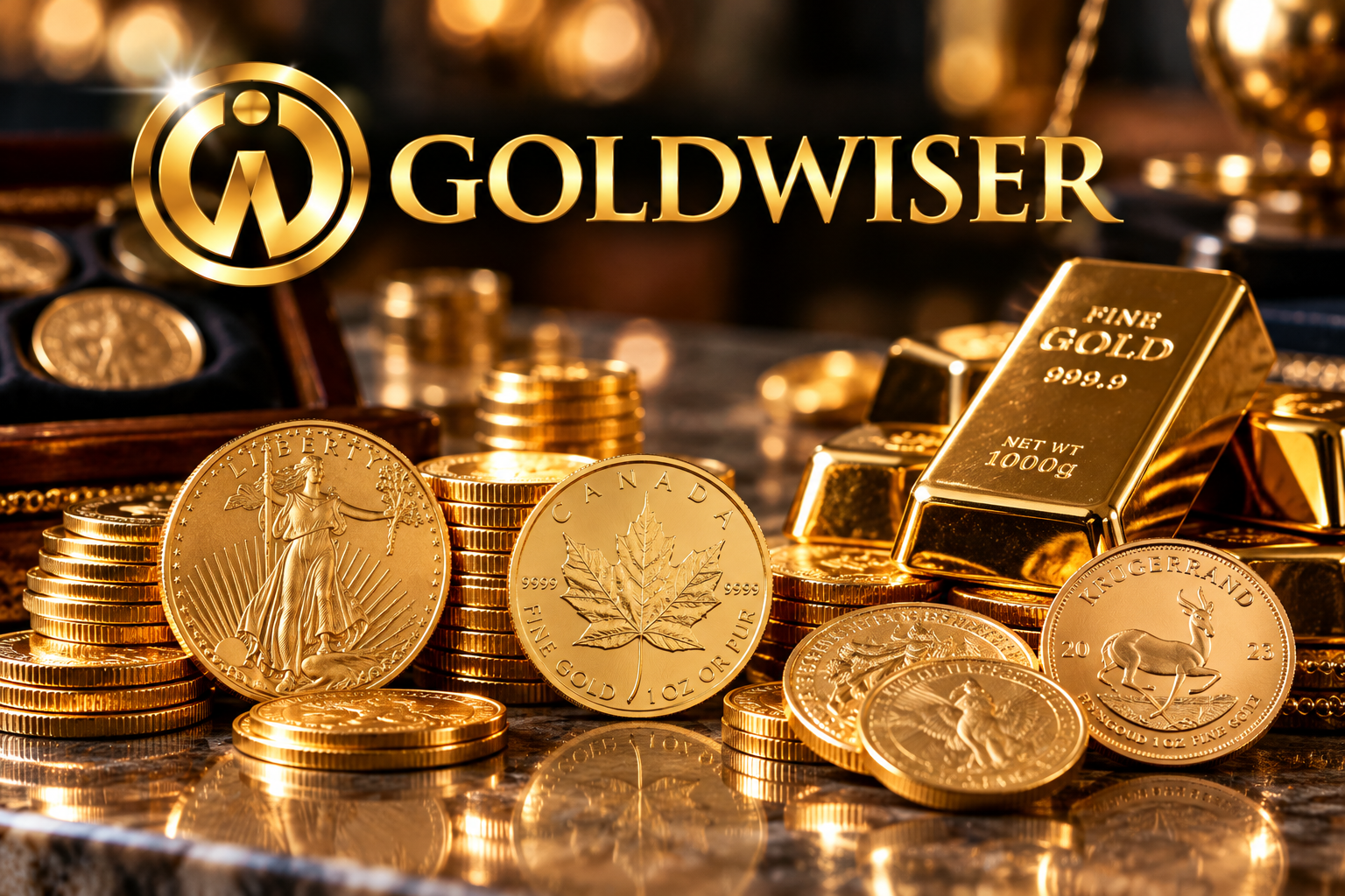 Illustrative gold coins and bullion collection